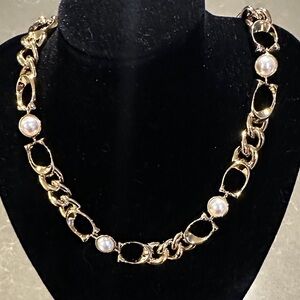 Coach Elegant Gold and Pearl Necklace